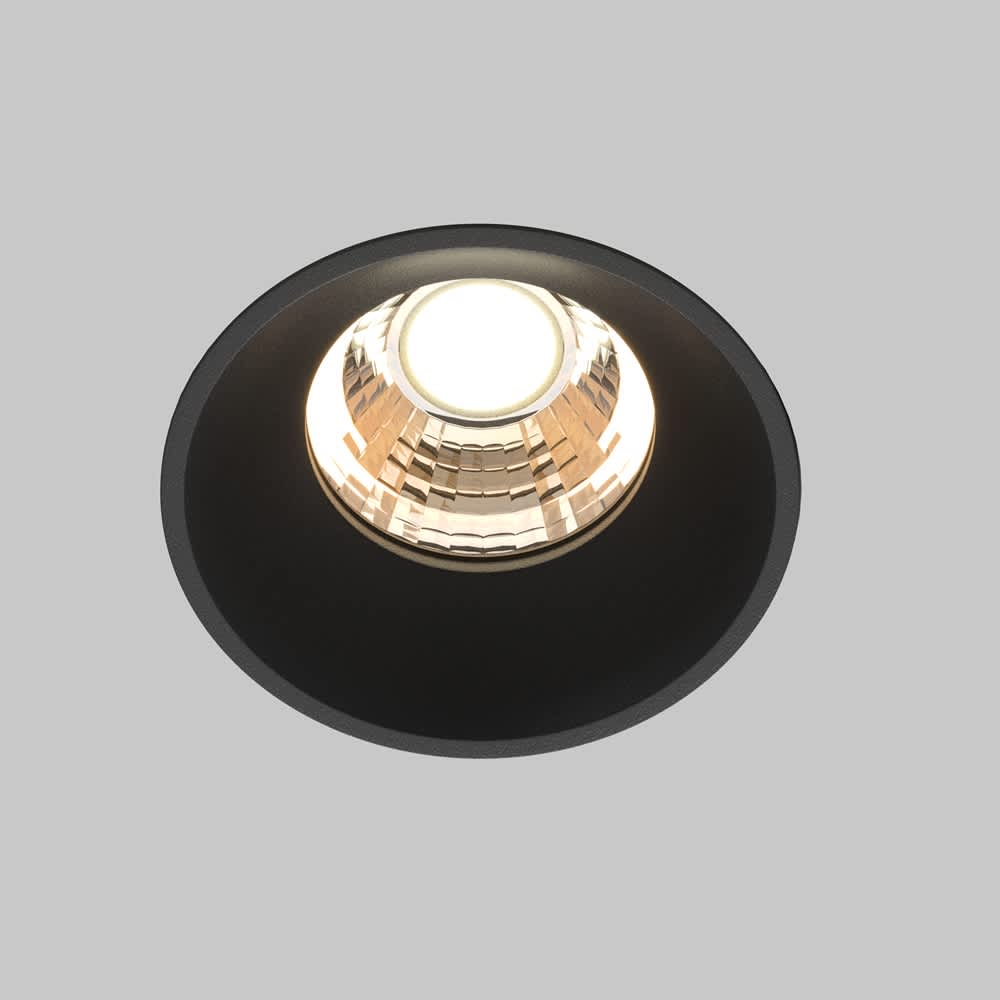 Безрамкова LED луна за вграждане Maytoni Round DL058-7W3K-TRS-B, черна, близък изглед на светлинната част
