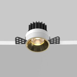 Безрамкова LED луна за вграждане Maytoni Round DL058-7W3K-TRS-BS, цвят месинг, изглед на монтажа в таван