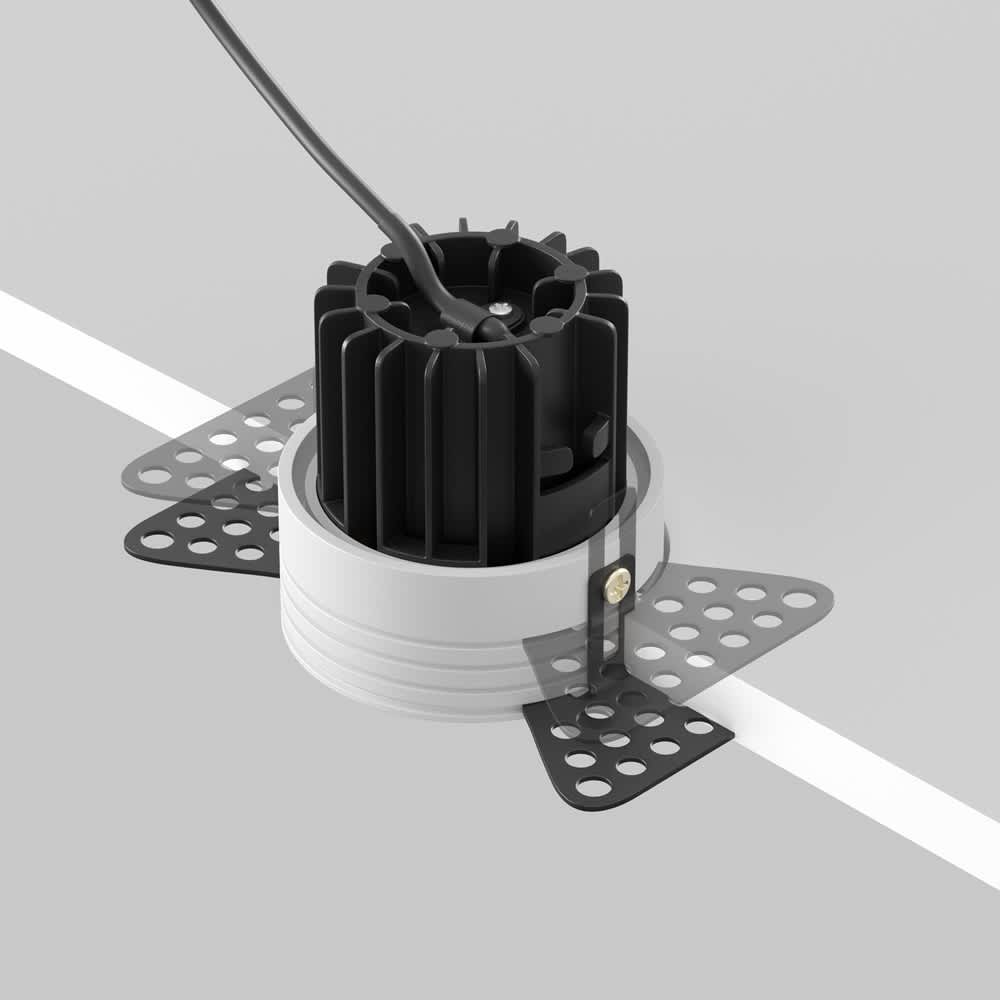 Безрамкова LED луна за вграждане Maytoni Round DL058-7W3K-TRS-W, бяла, заден изглед на тялото и закрепването