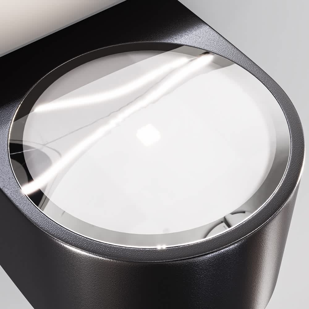 Maytoni Blow O435WL-L5GF3K - детайл на стъклената оптика и графитния корпус