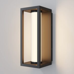 Maytoni Expo O480WL-L12B3K - черен външен LED аплик с правоъгълна рамка и бял цилиндричен дифузер