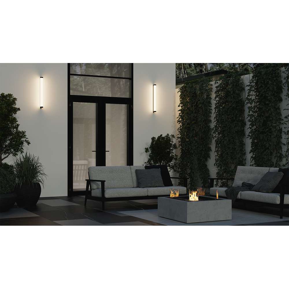 Maytoni Rounge O482WL-L16B3K - високите аплици Rounge по фасада до външна зона за сядане