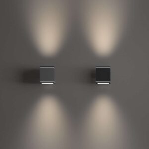 Snif AP1 Square - сив и черен вариант Два аплика Ideal Lux Snif AP1 Square в сиво и черно с осветяване нагоре и надолу