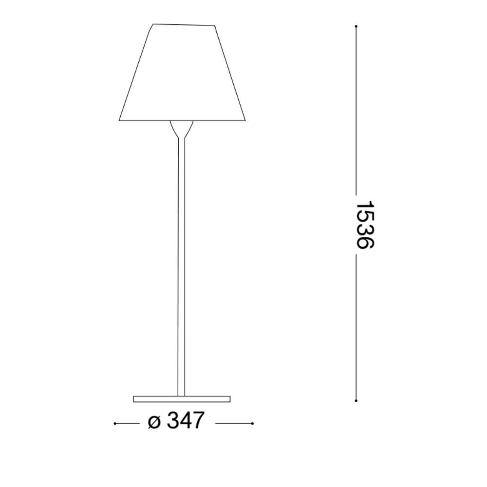 Диаметър 34.7 см и обща височина 153.6 см на Ideal Lux Arcadia PT1