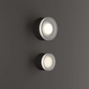 Кръгли плафони Ideal Lux Urano Small Ø12 см и Big Ø16 см в антрацит монтирани на стена