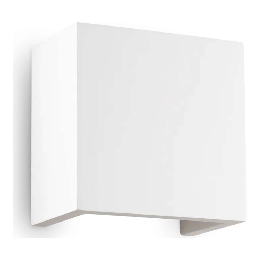 Бял гипсов аплик Ideal Lux Flash AP1 Small 214672 с квадратна предна част и отворен долен край