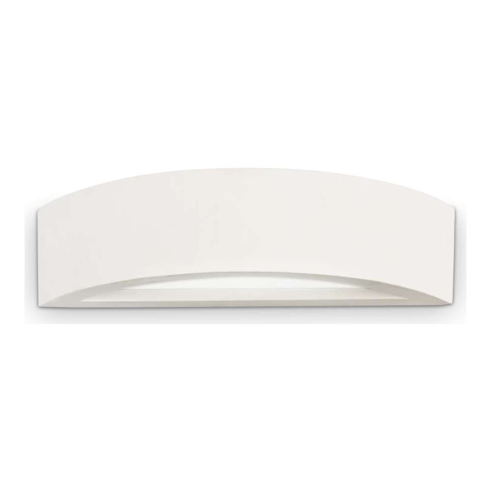 Бял гипсов аплик Ideal Lux Soda AP1 105710 с извита предна част и долен стъклен дифузер
