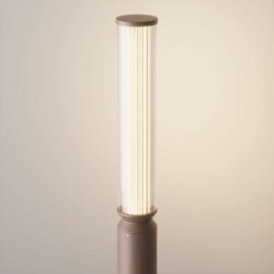 Maytoni Lit O593FL-L12BR3K - детайл на релефния двоен плафон и кафяв корпус