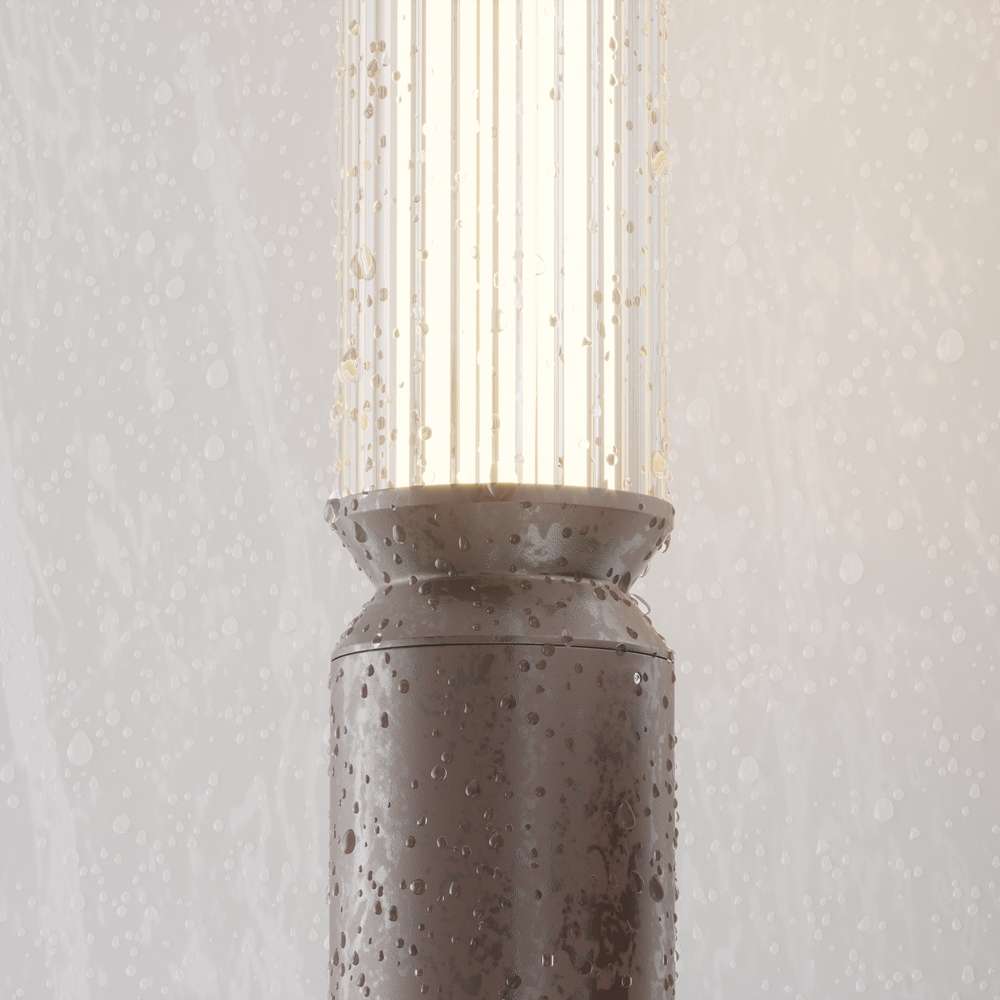 Maytoni Lit O593FL-L12BR3K - детайл на релефния плафон и кафяв корпус с водни капки