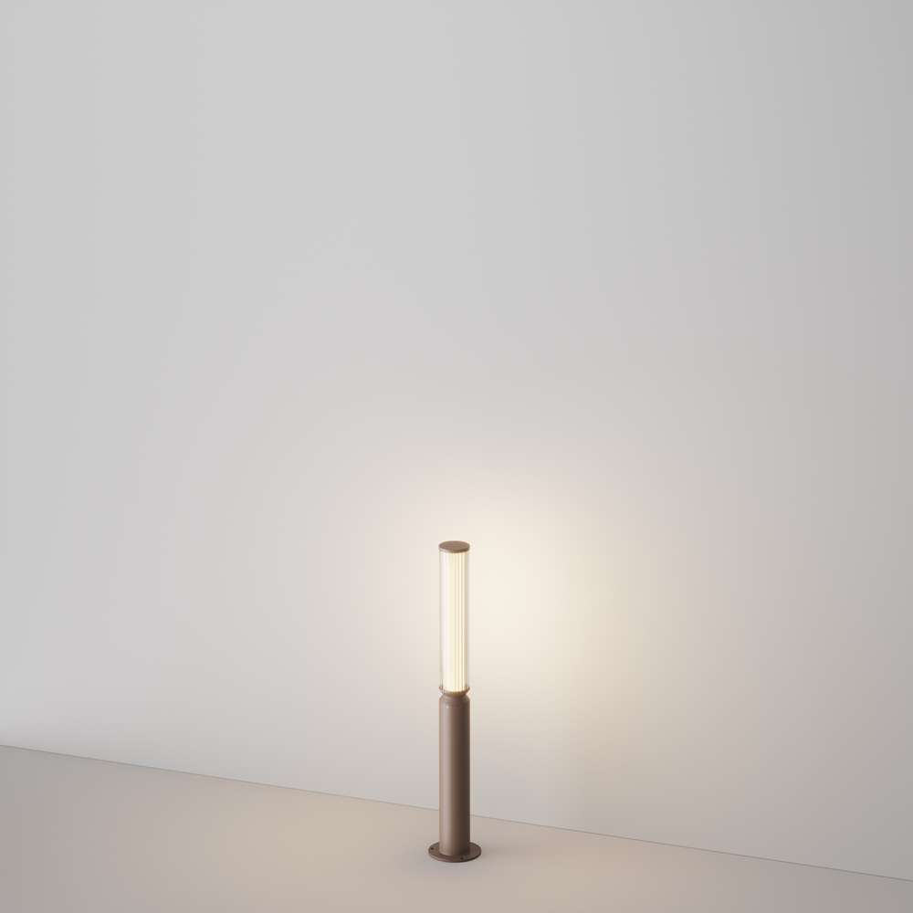 Maytoni Lit O593FL-L12BR3K - градинска LED лампа с кафяв корпус и релефен прозрачен плафон
