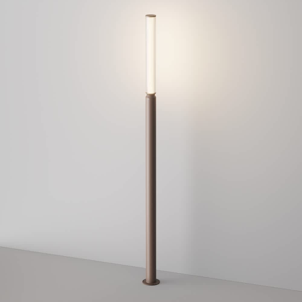 Maytoni Lit O593FL-L20BR3K - градинска LED лампа с кафяв корпус и релефен прозрачен плафон