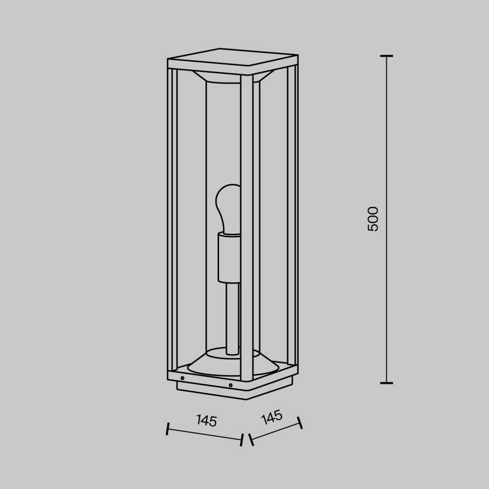 Градинска лампа Maytoni Cell O452FL-01GF1, размерна схема