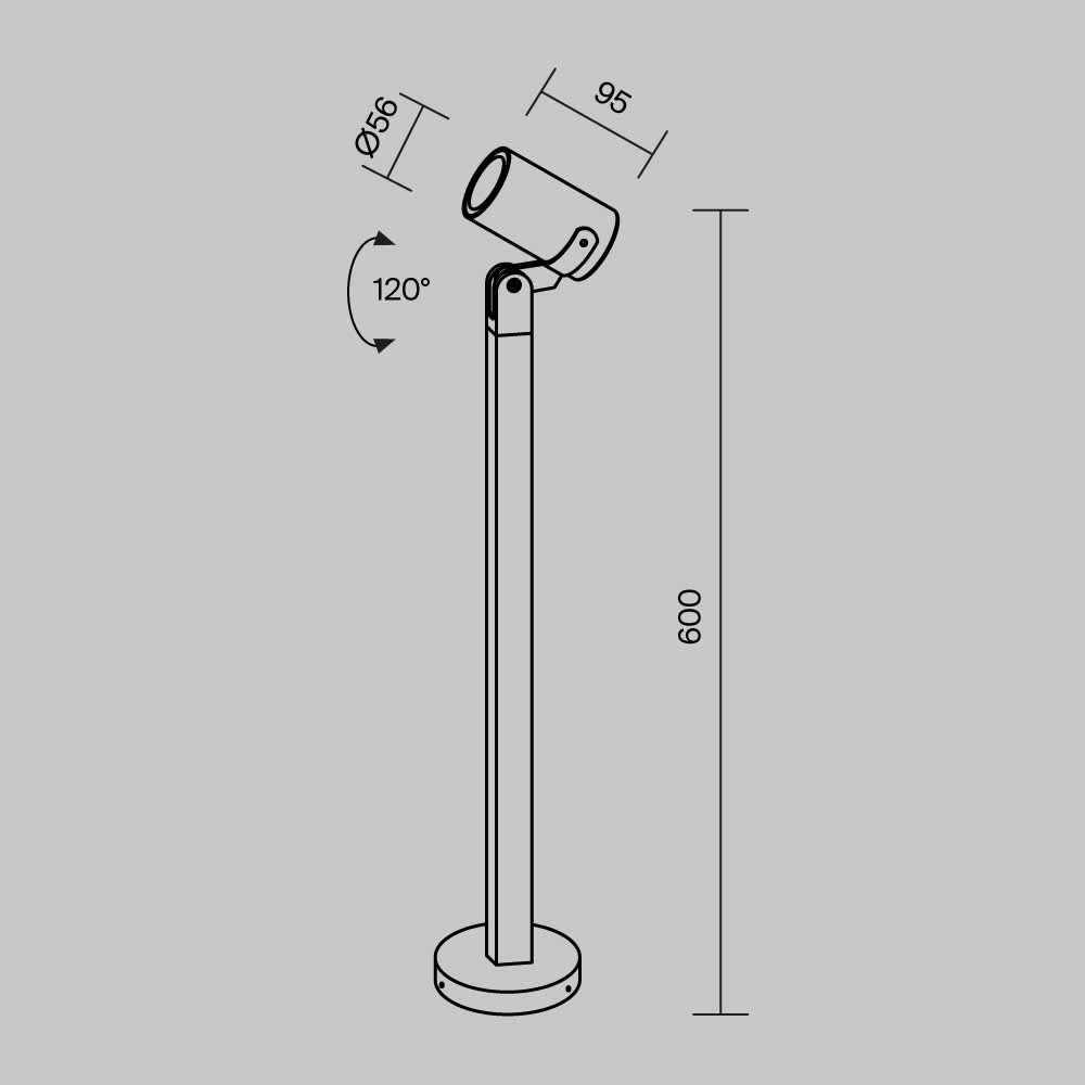 Градинска лампа Maytoni Scope O025FL-01B1, размерна схема