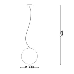 Ideal Lux Sole SP1 D30 135991 - схема с размери Схема с диаметър и височина на градински пендел Ideal Lux Sole SP1 D30 135991