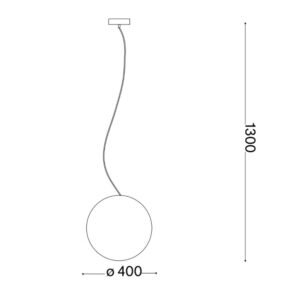 Схема с диаметър и височина на градински пендел Ideal Lux Sole SP1 D40 136004