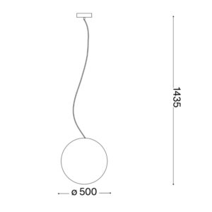 Схема с диаметър и височина на градински пендел Ideal Lux Sole SP1 D50 136011