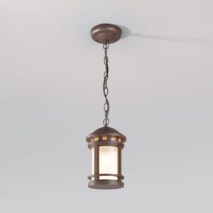 Maytoni Salamanca O031PL-01BR - кафяв градински пендел с фенер в цялостен изглед с верига и розетка