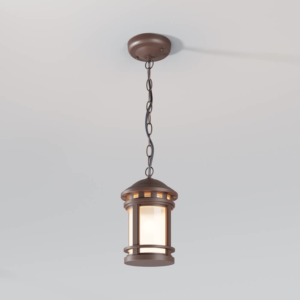 Maytoni Salamanca O031PL-01BR - кафяв градински пендел с фенер в цялостен изглед с верига и розетка