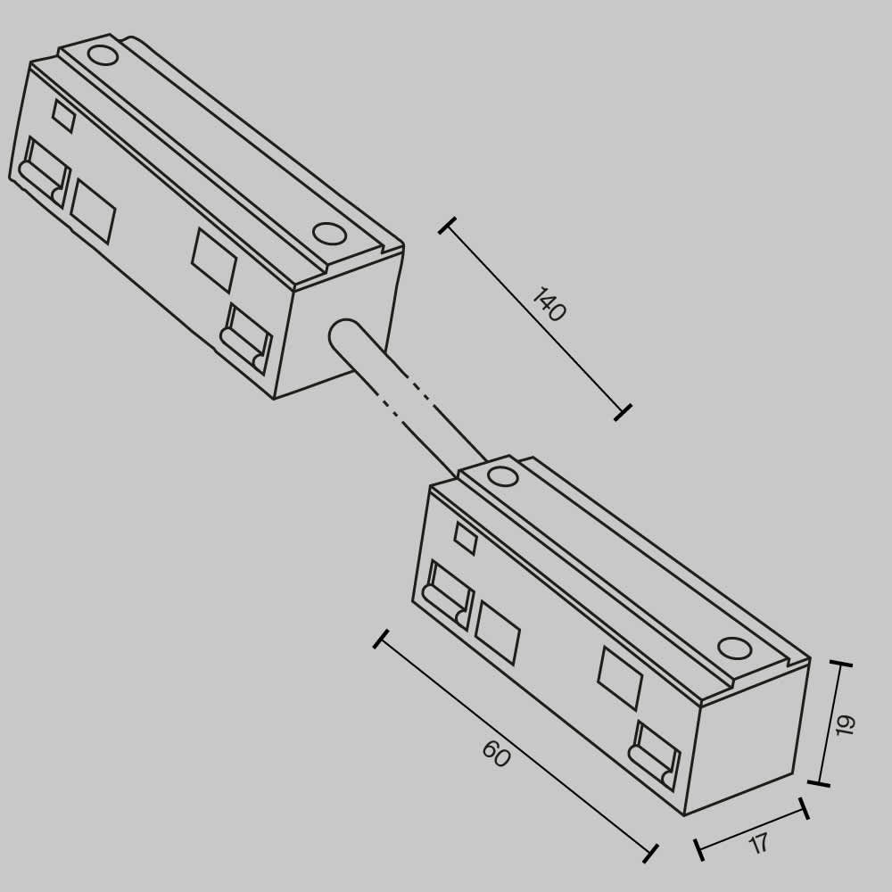 Гъвкав ъглов захранващ конектор Maytoni Exility TRA034CPC-42B-15-1, черен, схема с размери