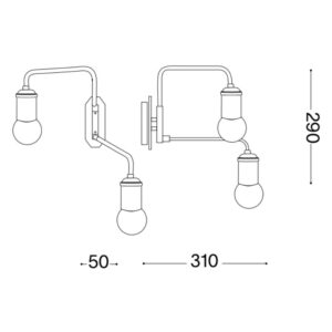 Ideal Lux Triumph AP2 160245 - схема с размери Оригинална размерна схема на Ideal Lux Triumph AP2 160245