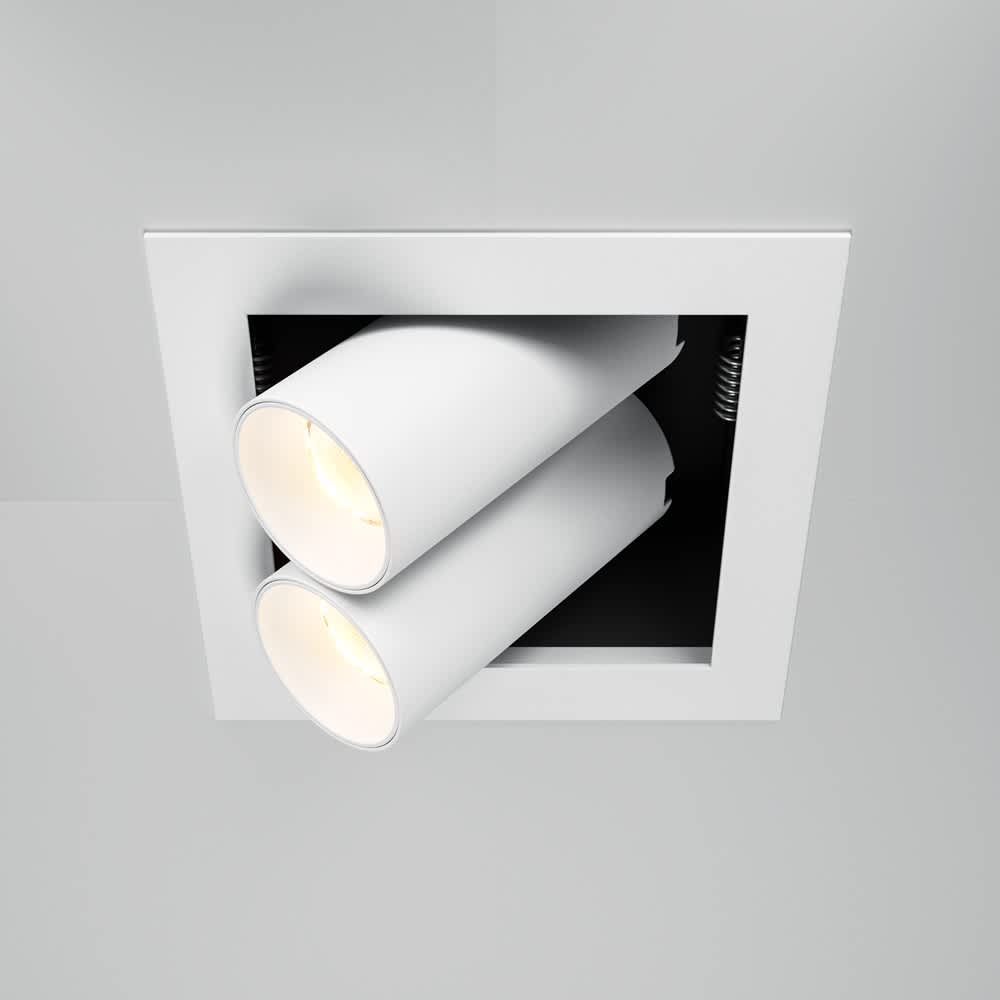 LED луна за вграждане Maytoni Magnum DL094-02-7W3K-W, бяла, изглед с успоредно наклонени спотове