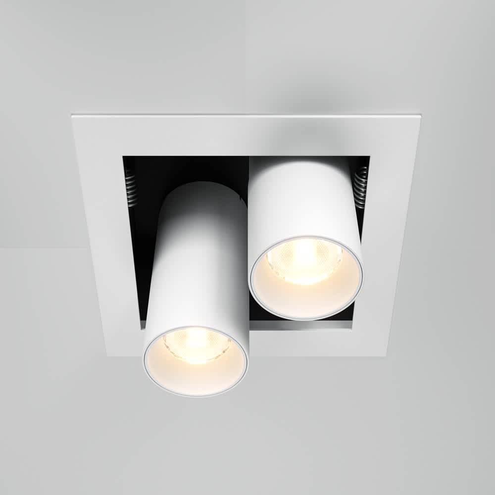 LED луна за вграждане Maytoni Magnum DL094-02-7W3K-W, бяла, изглед с изтеглени надолу спотове