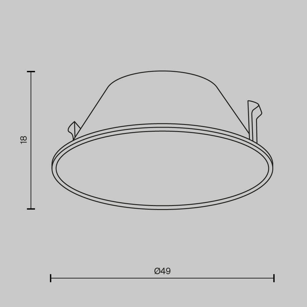 Декоративен рефлектор Maytoni Wise Ring057-7-MG Ø4,9 см матово златист - схема с размери