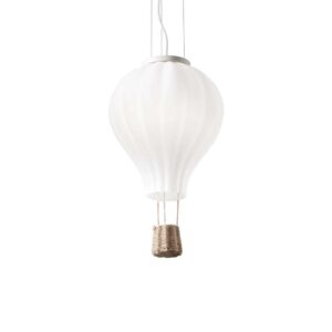 Детски пендел Ideal Lux Dream Big SP1 D30 179858 с бял стъклен балон и плетена кошница