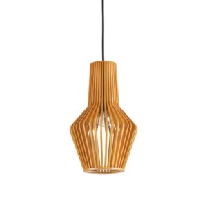 Дървен пендел Ideal Lux Citrus-1 SP1 159843 с издължен абажур с ъгловат профил от отделни дървени елементи