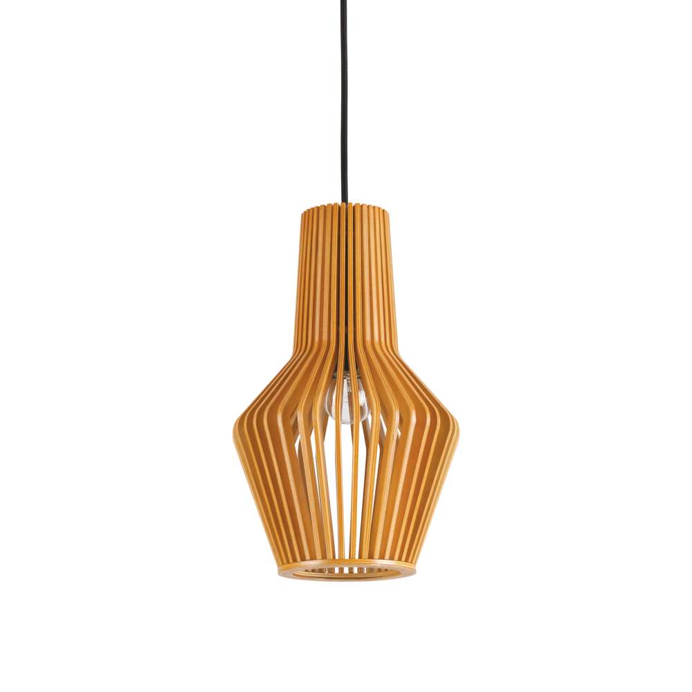 Дървен пендел Ideal Lux Citrus-1 SP1 159843 с издължен абажур с ъгловат профил от отделни дървени елементи