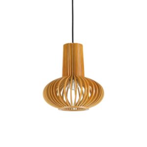 Дървен пендел Ideal Lux Citrus-2 SP1 159850 с широк заоблен абажур от отделни дървени елементи
