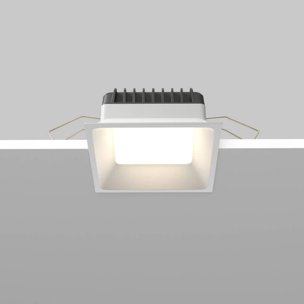 LED луна за вграждане Maytoni Okno DL056-12W3-4-6K-W, бяла, страничен изглед на монтажа в таван