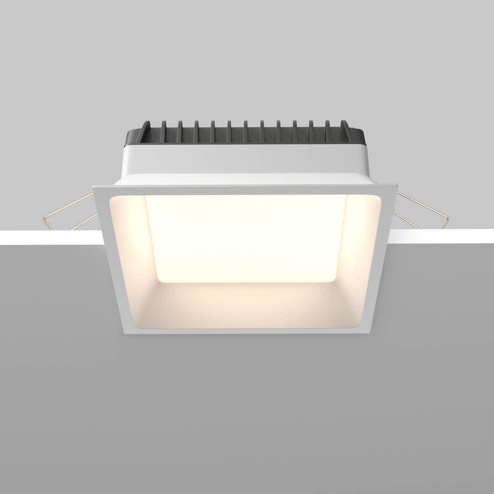 LED луна за вграждане Maytoni Okno DL056-18W3-4-6K-W, бяла, страничен изглед на монтажа в таван