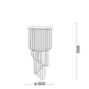 Ideal Lux Carlton PL12 213507 - схема с размери Схема с размери на Ideal Lux Carlton PL12 213507 - диаметър 50 см и височина 69 см
