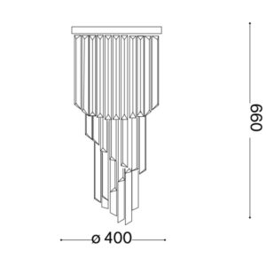 Ideal Lux Carlton PL8 168920 - схема с размери Размерна схема на плафон Ideal Lux Carlton PL8 168920 с диаметър 40 см и височина 66 см