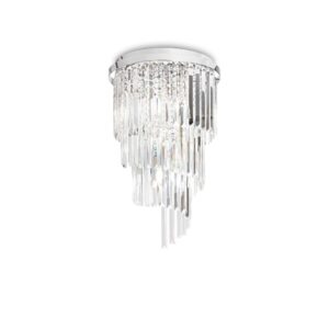 Плафон Ideal Lux Carlton PL8 168920 с хромирано покритие и прозрачни кристали