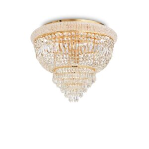 Плафон Ideal Lux Dubai PL6 201016 с месингово покритие и прозрачни кристали