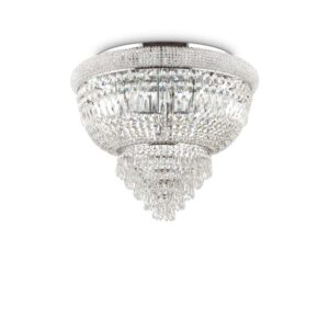 Плафон Ideal Lux Dubai PL6 207186 с хромирано покритие и прозрачни кристали