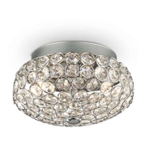 Кристалният плафон Ideal Lux King PL3 075389 с метални пръстени в цвят хром, сниман отдолу и отстрани