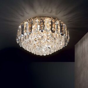 Ideal Lux Magnolia 241296 - светещ кристален плафон със златисто тяло върху таван
