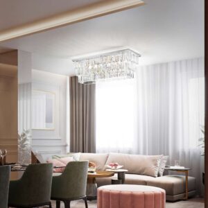 Ideal Lux Martinez 166285 - хромиран кристален плафон над кът с диван и кресла
