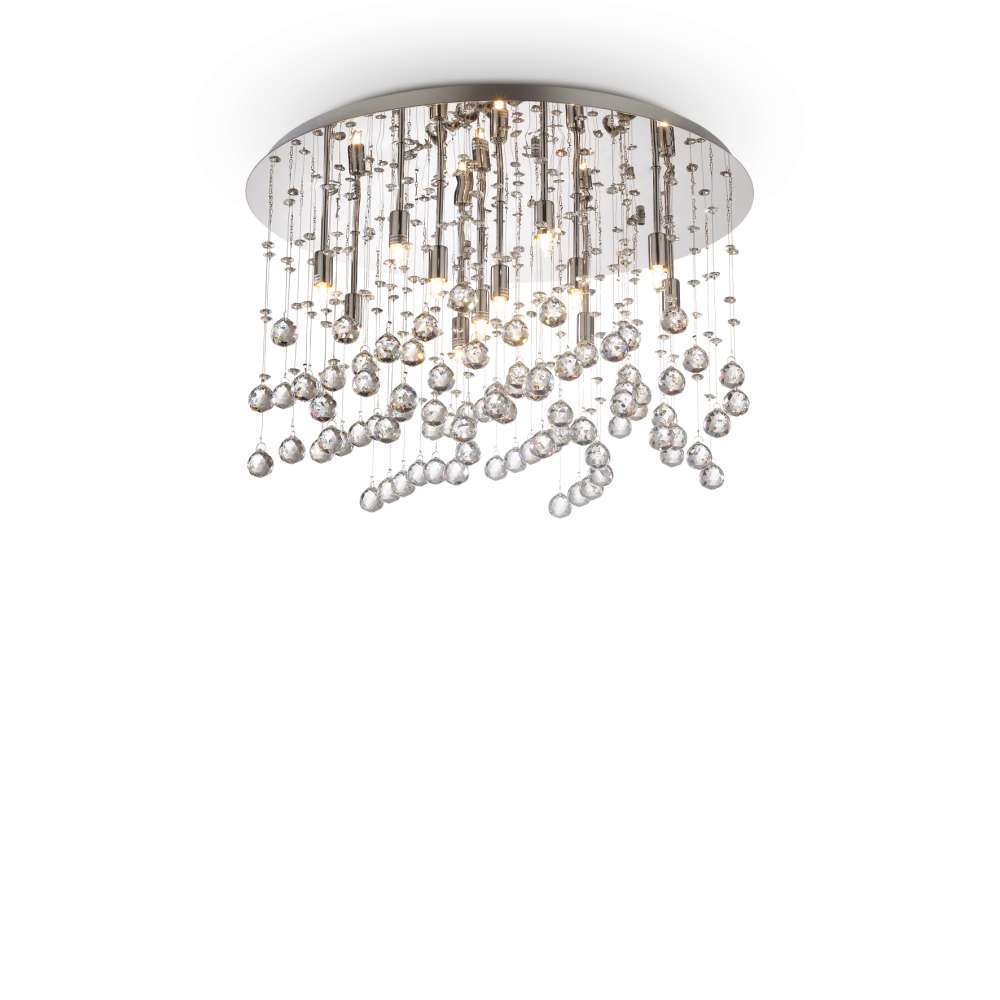 Кристален плафон Ideal Lux Moonlight PL12 077802 12хG9 Ø60 см хром - основен изглед