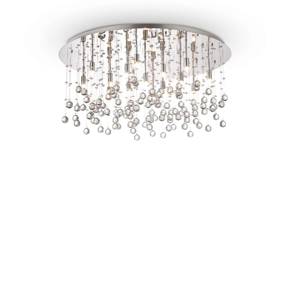 Кристален плафон Ideal Lux Moonlight PL15 077819 15хG9 Ø80 см хром - основен изглед