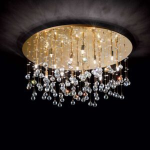 Кристален плафон Ideal Lux Moonlight PL15 082790 15хG9 Ø80 см златист - основен изглед