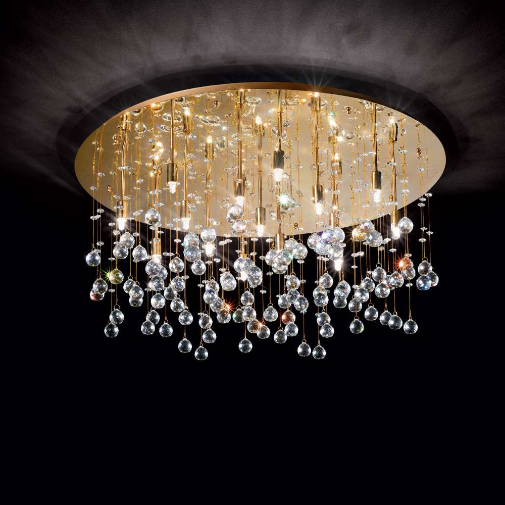 Кристален плафон Ideal Lux Moonlight PL15 082790 15хG9 Ø80 см златист - основен изглед