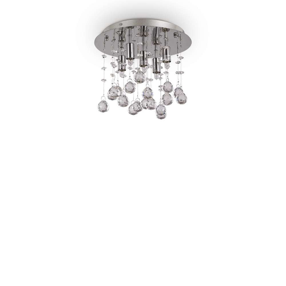 Кристален плафон Ideal Lux Moonlight PL5 094649 5хG9 Ø26 см хром - основен изглед