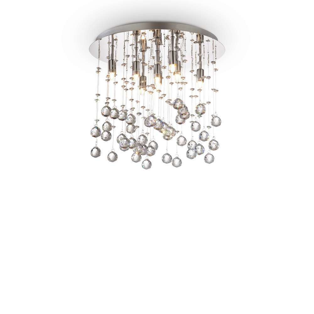Кристален плафон Ideal Lux Moonlight PL8 077796 8хG9 Ø40 см хром - основен изглед