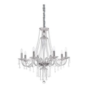 Полилей Ideal Lux Amadeus SP8 168777 с осем рамена, хромирани детайли и висящи кристали