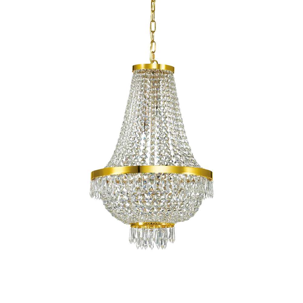 Кристален полилей Ideal Lux Caesar SP09 114736 9хG9 Ø45 см златист - основен изглед