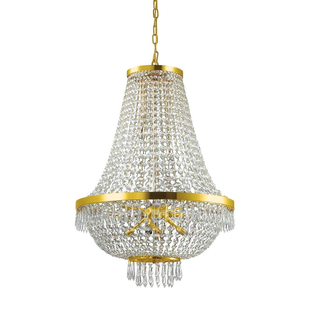 Кристален полилей Ideal Lux Caesar SP12 114743 12хG9 Ø55 см златист - основен изглед